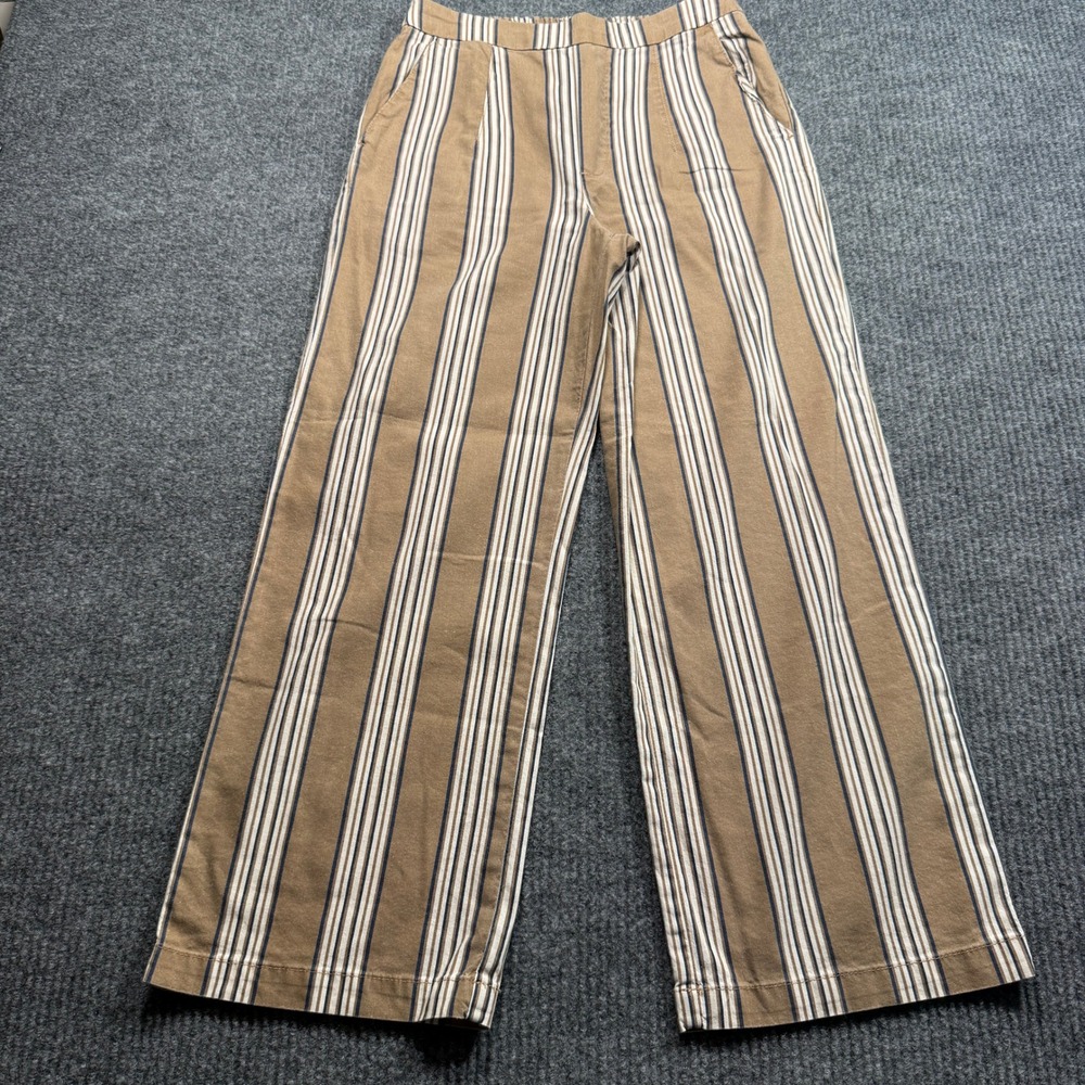 Kut From the Kloth Striped Wide Leg Pants Women Size 0 Brown White Elastic Waist